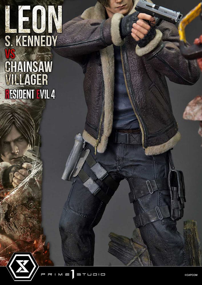 Resident Evil 4 Ultimate Premium Masterline Series Statue 1/4 Leon S. Kennedy vs. Chainsaw Villager 76 cm 4582647120878