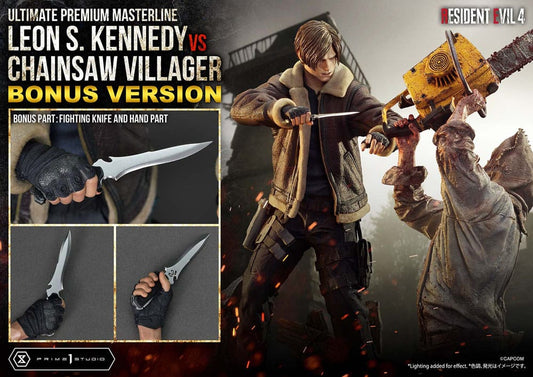 Resident Evil 4 Ultimate Premium Masterline Series Statue 1/4 Leon S. Kennedy vs. Chainsaw Villager Bonus Ver. 76 cm 4582647120885