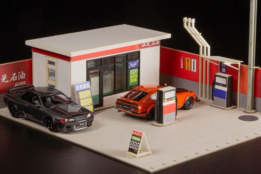 Original Illustration 1/64 Paper Model Kit 1/64 Gas Station 11 cm (re-run) 4582362385446