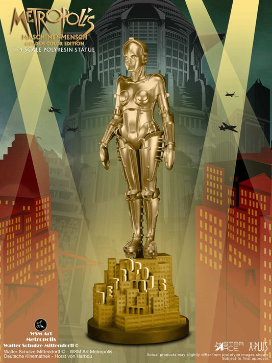 Metropolis Statue 1/4 Maschinenmensch Metallic Gold 40 cm 4897057884242