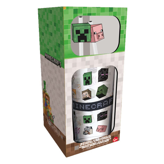 Minecraft Glass Tumbler with Straws Characters 485 ml 8412497935314