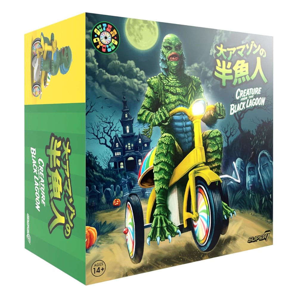 Universal Monsters Super Cycles Action Figure Creature from the Black Lagoon (Dark Green with Yellow Trike) 13 cm 0840049889330