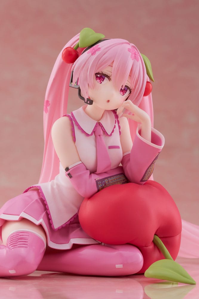 Hatsune Miku PVC Statue Desktop Cute Figure Sakura Miku Cherry Cushion Ver. 13 cm 0840342402977