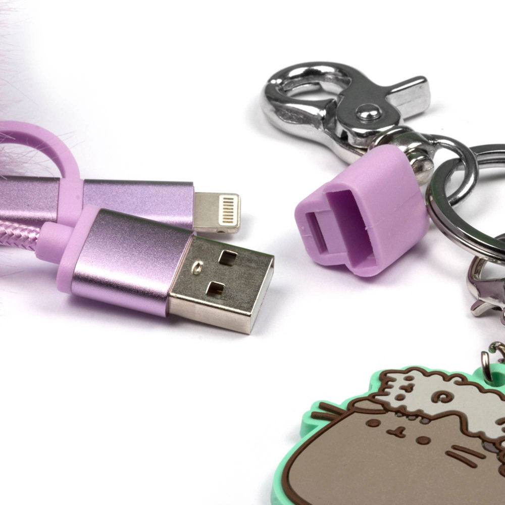 Pusheen USB Charging Cable 3in1 with Keychain Pom Pom 5060491776759