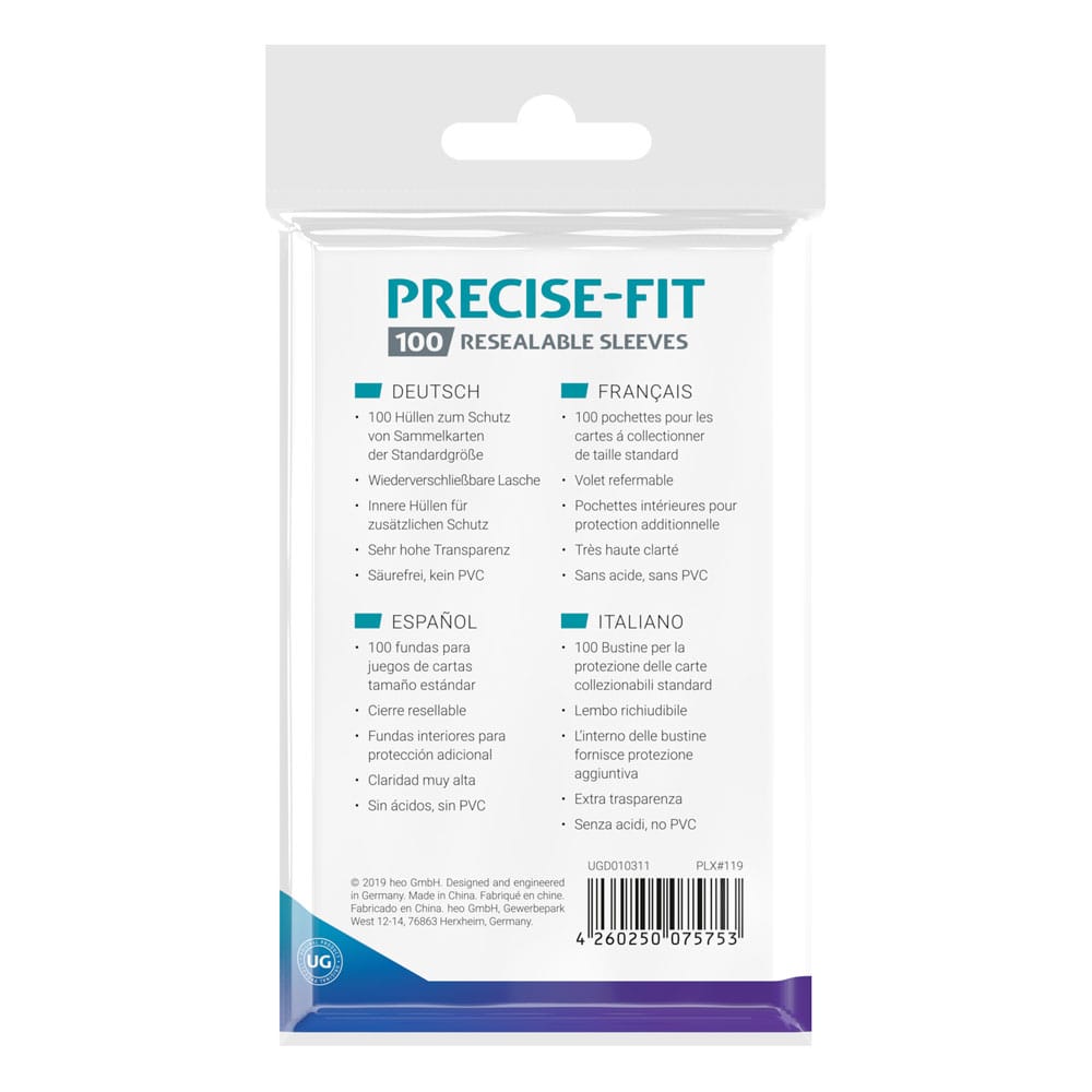 Ultimate Guard Precise-Fit Sleeves Standard Size (100) - Resealable 4260250075753