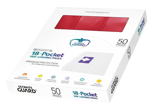 Ultimate Guard 18-Pocket Pages Side-Loading (50) - Red 4056133001397