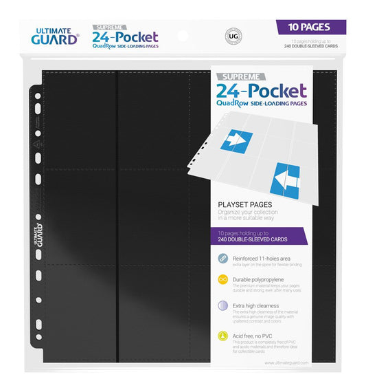 Ultimate Guard 24-Pocket QuadRow Pages Side-Loading (10) - Black 4056133009171