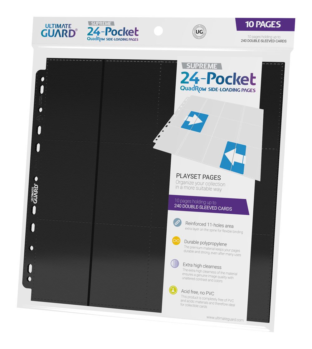 Ultimate Guard 24-Pocket QuadRow Pages Side-Loading (10) - Black 4056133009171