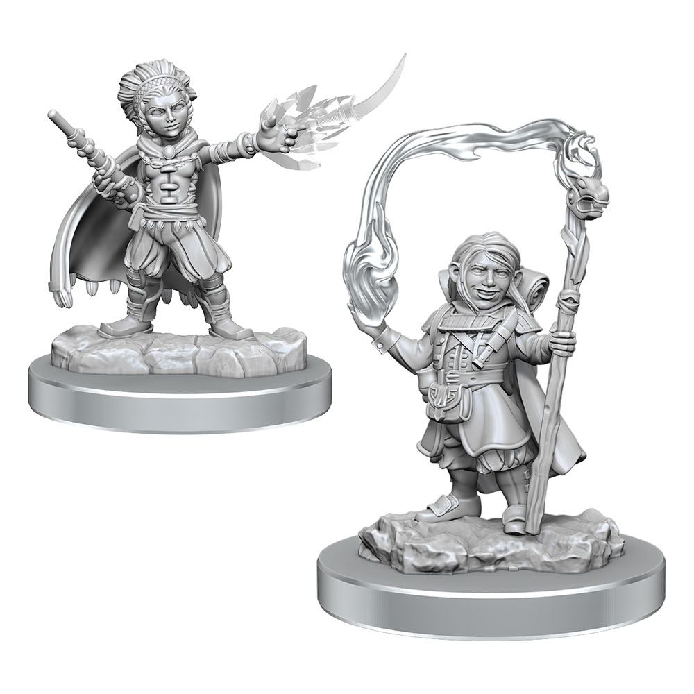 D&D Nolzur's Marvelous Miniatures Unpainted Miniatures 2-Pack Halfling Wizards 0634482904138