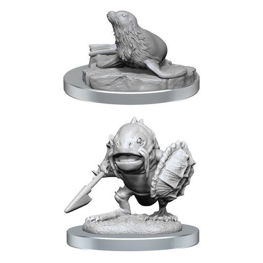 D&D Nolzur's Marvelous Miniatures Unpainted Miniatures 2-Pack Locathah & Seal 0634482904183