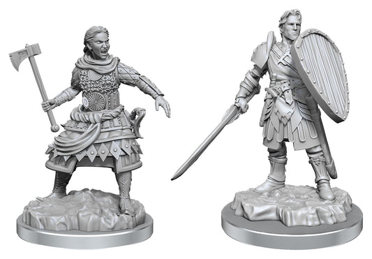 D&D Nolzur's Marvelous Miniatures Unpainted Miniatures 2-Pack Human Fighters 0634482906392