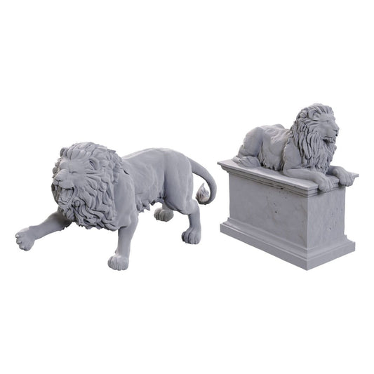 WizKids Deep Cuts Miniatures Unpainted Miniatures 2-Pack Stone Lion 0634482907474